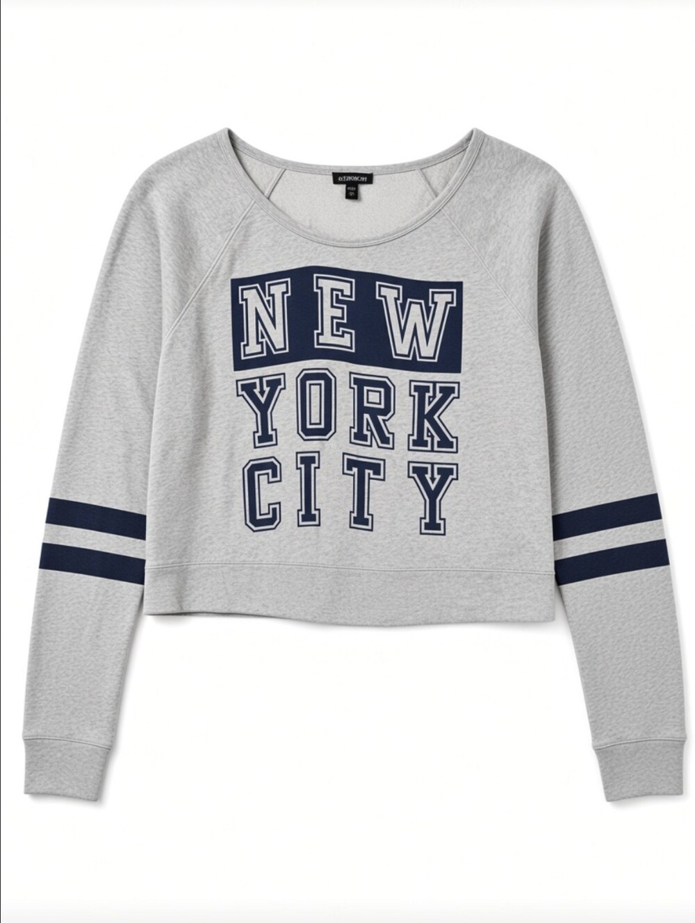 Express Womens Small Grey New York City Cropped Long Sleeve Sweatshirt